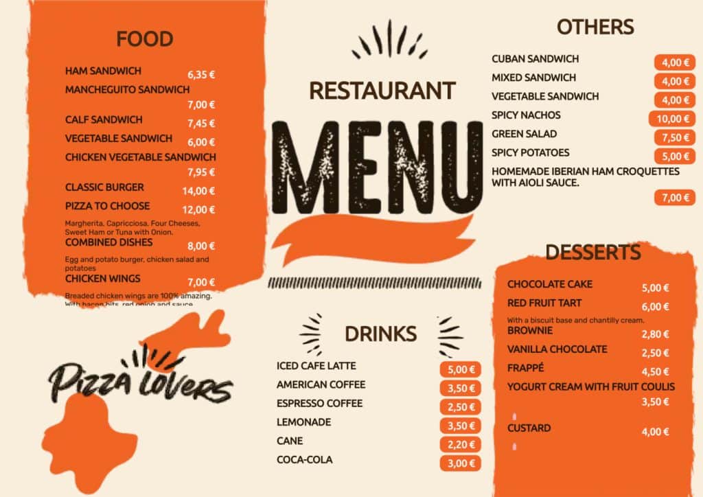 cool menu design