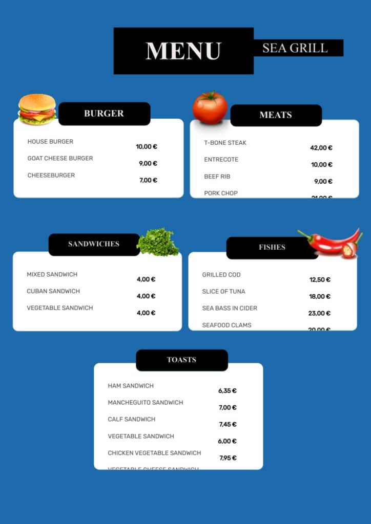 fancy menu template