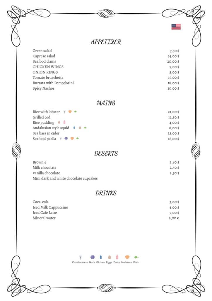 simple menu design