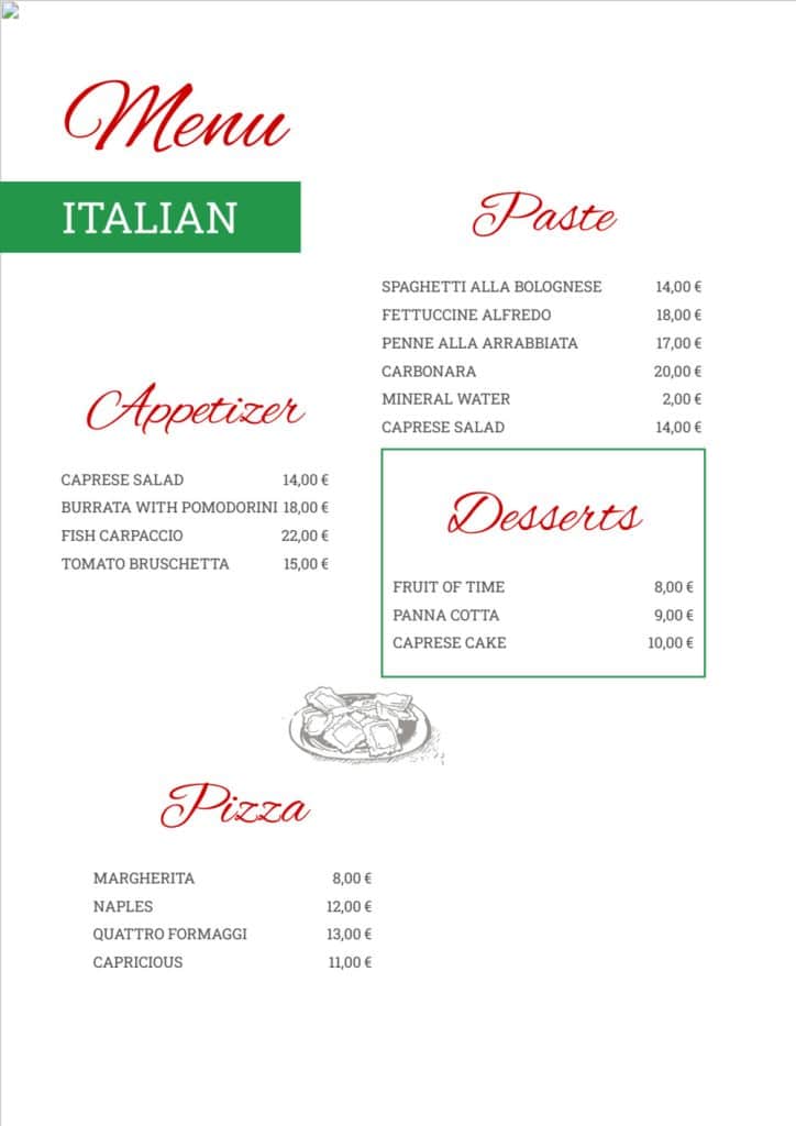 catering menu template