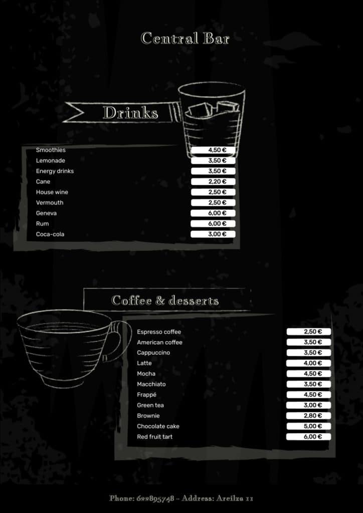 printable menu templates