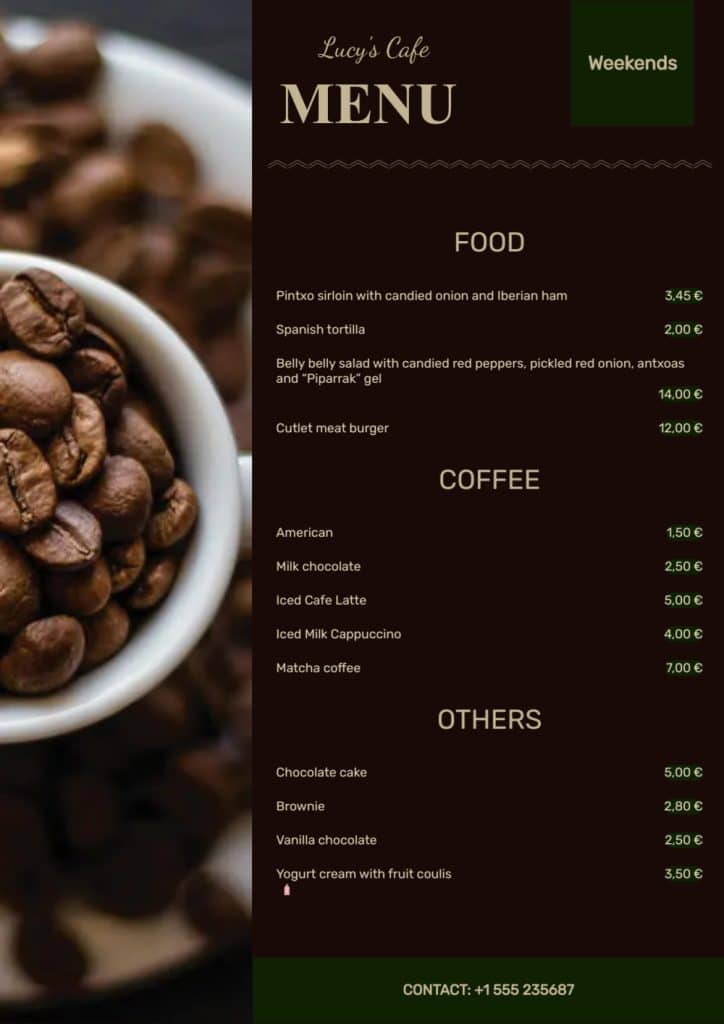 modern menu design