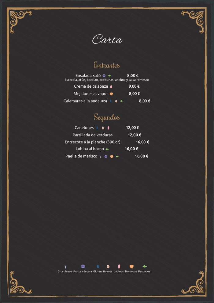 Carta online - QR Carta online - QR